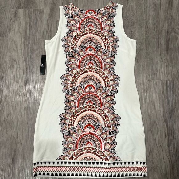 New York & Company Sleeveless Geometric Pattern Dress White Midi dress NWT - Picture 4 of 7